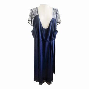 Torrid Plus Size Blue Lace Yoke Midi Dress Size 26